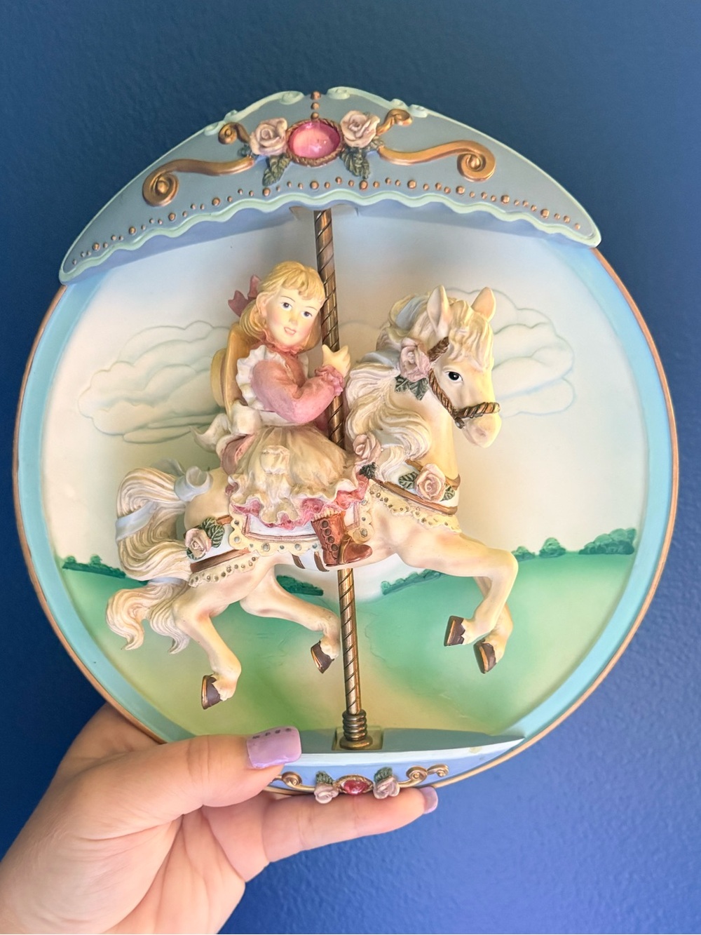 Vintage The Bradford Exchange Carousel Daydreams "Swept Away" Music Box Plate